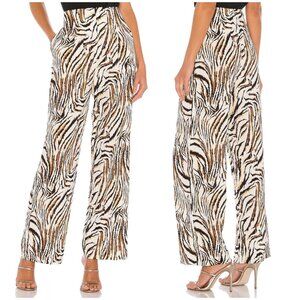 Revolve L'ACADEMIE The Dinnie Linen Blend Wide Leg  Pant in Tiger Print Size S
